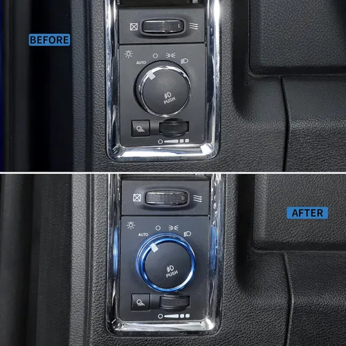 Miniatura 2 de Voodonala para Dodge RAM - Cubierta de perilla selectora de ajuste de interruptor de faro delantero de aluminio para Dodge RAM 2010-2017, accesorios