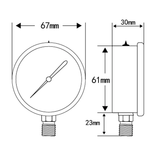 Miniatura 6 de 2-1/2 "Tamaño del dial, medidor de presión hidráulica lleno de aceite, 0-5000psi/kpa, caja de acero inoxidable 304, montaje inferior NPT de 1/4
