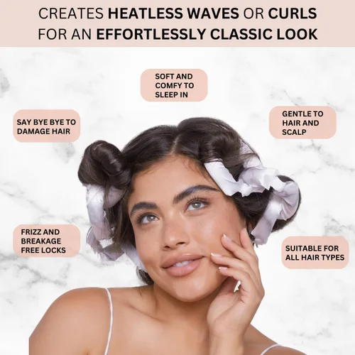 Miniatura 4 de Kitsch Rodillos de almohada de satén, rizador de pelo sin calor, rizos sin calor durante la noche, varillas rizadoras flexibles para cabello largo