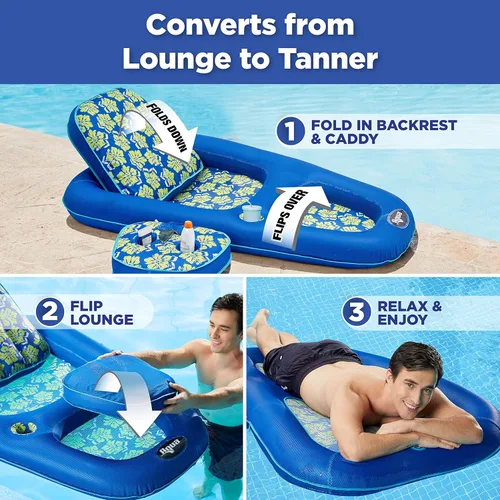 Miniatura 5 de Aqua Campania Ultimate 2-in-1 Pool Float Lounge – Extra Large – Inflatable Pool Floats for Adults with Adjustable Backrest & Cupholder Caddy
