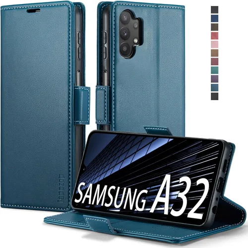 Miniatura 12 de Funda tipo cartera para Samsung Galaxy A32 5G con bloqueo RFID, tarjetero y función atril magnético, funda de cuero con tapa para Samsung Galaxy A32