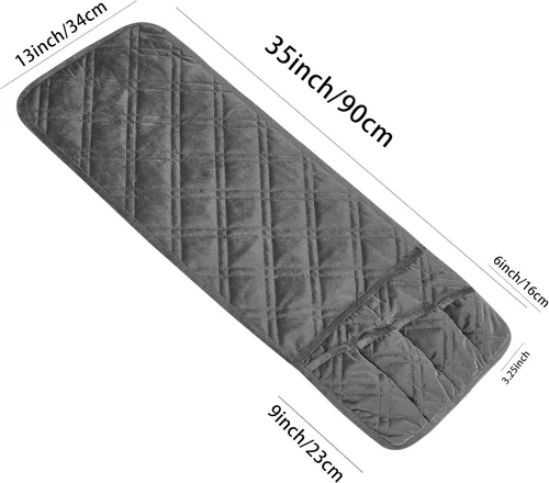 Miniatura 4 de Brilliant Sunshine - Organizador de apoyabrazos de sofá de terciopelo gris con 5 bolsillos, soporte antideslizante para sillón reclinable