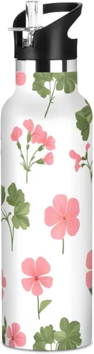 Miniatura 18 de Cartoon Lily White Double Wall Vacuum Insulated Bottles Water Bottles With Straws Leak-proof BPA-Free Leak Proof for Gym Sports