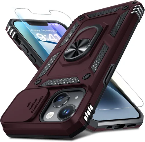 Miniatura 171 de Janmitta - Funda para iPhone 14 Pro con cubierta deslizante para lente de cámara incorporada + protector de pantalla, funda de cuerpo completo