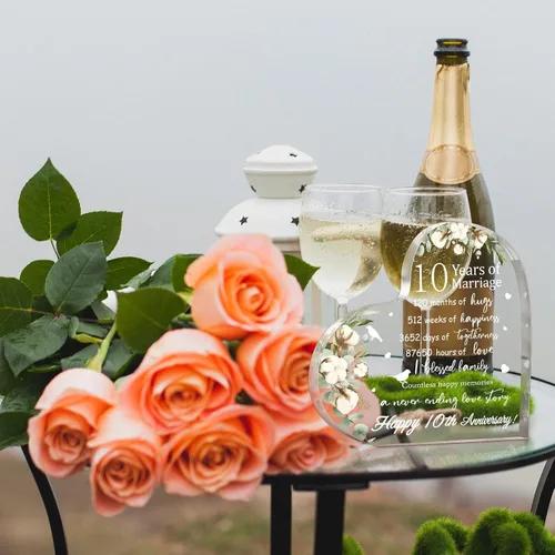 Miniatura 2 de Regalo de boda para ella años de matrimonio, regalo de feliz aniversario para mujer, corazón acrílico, recuerdo de matrimonio para esposa, marido