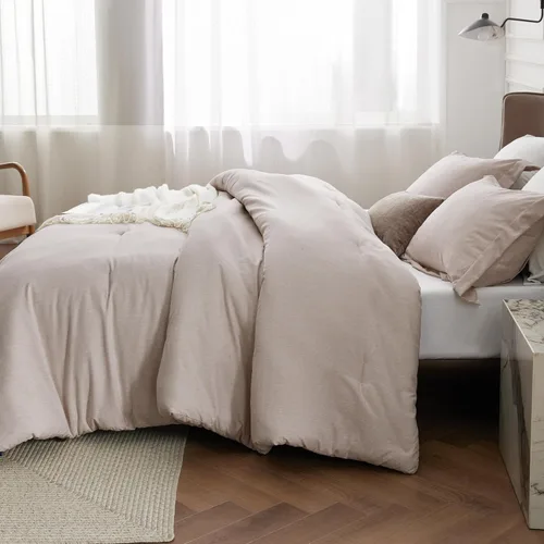 Miniatura 429 de Bedsure Juego de edredón Twin/Twin XL, ropa de cama suave beige para todas las estaciones, juego de cama teñido catiónico, 2 piezas, 1 edredón
