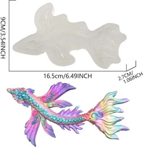 Miniatura 2 de Molde de silicona de resina epoxi 3D de dragón de agua de cristal mágico para manualidades de azúcar de fondant, decoración de pasteles, arcilla