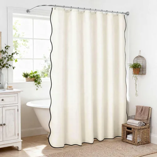 Miniatura 10 de WELTRXE Cortina de ducha bohemia, moderna cortina de ducha con borlas, decoración rústica de baño, tela resistente repelente al agua con gancho