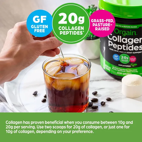 Miniatura 4 de Orgain Polvo de péptidos de colágeno hidrolizados, tapas de magnesio Life Extension, 500 mg, articulaciones, cabello, piel, soporte de uñas y salud