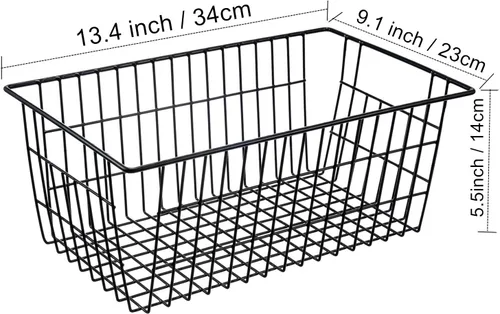 Miniatura 6 de iPEGTOP Cestas de alambre para congelador, juego de 2 cubos de almacenamiento de 13.4 pulgadas, canastas de almacenamiento para congelador con asas