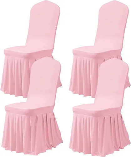 Miniatura 7 de Dimatic Juego de 2 fundas elásticas para sillas de comedor, fundas Parsons con falda, de elastano súper ajuste, funda protectora de asiento para Azul