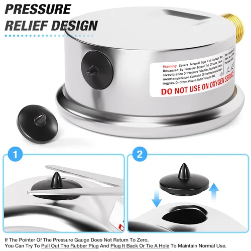Miniatura 6 de MEANLIN MEASURE - Manómetro de acero inoxidable, relleno de líquido, esfera con cara de 2.5 pulgadas, NPT de 1/4 de pulgada, agua, aceite y gas
