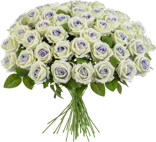 Miniatura 20 de Flores artificiales, rosas táctiles, ramo de rosas falsas, tallo de flores para centros de mesa de boda, corona de bricolaje, decoración del hogar