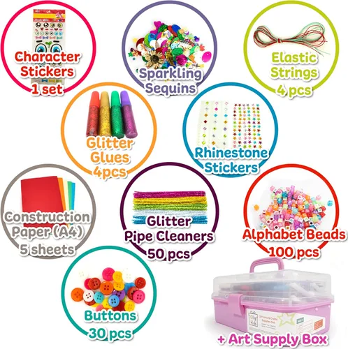 Miniatura 3 de Olly Kids Suministros de Arte y Manualidades para Niñas de 4 5 6 7 8 9 10 11 y 12 - Caja de Arte Portátil de 3 Capas con el Mejor Juego de Rosa