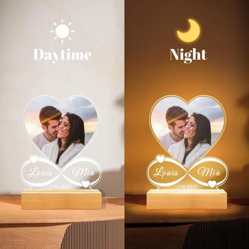 Miniatura 3 de LOUISMIAA Marcos de fotos personalizados, marco de fotos con luz nocturna, marco de fotos personalizado, regalos personalizados para aniversario