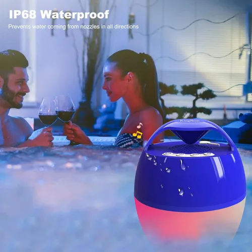 Miniatura 5 de Altavoces portátiles Bluetooth para piscina, altavoz de bañera de hidromasaje con luces coloridas, altavoz flotante impermeable IP68, sonido estéreo