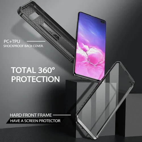 Miniatura 4 de Dexnor Funda para Samsung Galaxy S10+ Plus, [protector de pantalla y soporte integrados] Protección de grado militar resistente a prueba de golpes