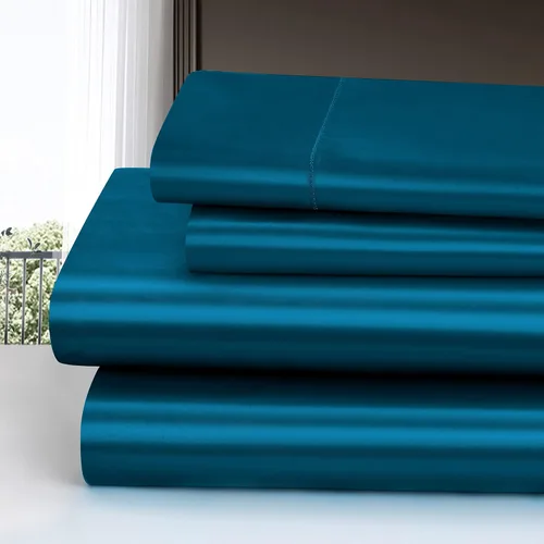 Miniatura 2 de Homiest 5 piezas de juego de sábanas de satén para cama ajustable, juego de ropa de cama de satén sedoso de lujo con bolsillo profundo, 2 sábanas