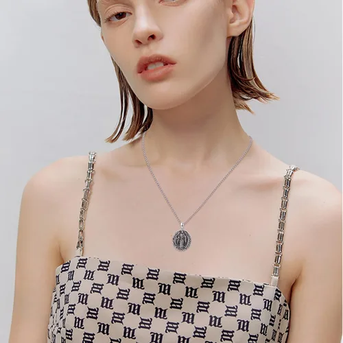 Miniatura 403 de Collar con colgante de plata de ley 925 con medalla de San Patrón, joyería religiosa para hombres y mujeres, con cadena de acero inoxidable 316L