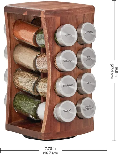 Miniatura 3 de Kamenstein Estante de especias giratorio para encimera de reloj de arena de 16 tarros con especias incluidas, repuestos de especias gratis durante 5