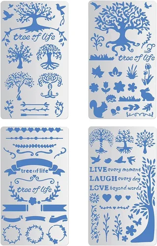 Miniatura 10 de BENECREAT 4 plantillas de grabado de metal de 4 x 7 pulgadas, plantillas de metal con números de letra para tallado de madera, dibujos y quemado