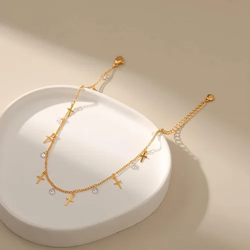 Miniatura 45 de Tobillera para mujer, chapada en oro de 18 quilates, tobillera con dije de oro, impermeable, para verano, playa, cadena de pie, joyería para regalos