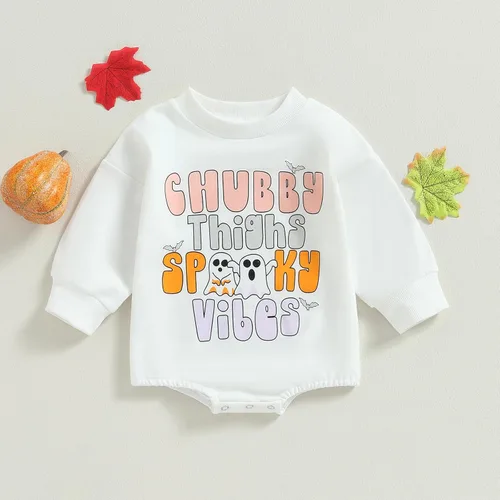 Miniatura 70 de FYBITBO Traje de Halloween para recién nacido, niña y niño, espeluznante temporada, mameluco con burbujas para otoño, Halloween, ropa de bebé