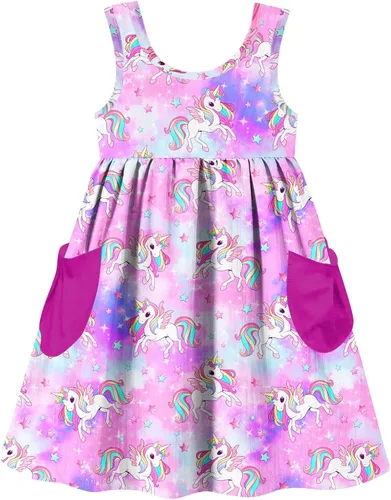 Miniatura 36 de Vieille Vestido sin mangas para niñas pequeñas, lindo vestido de verano con bolsillo, 2-7 años