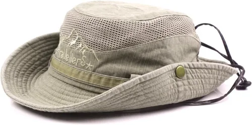 Miniatura 8 de Sombrero de sol para hombre, bordado de algodón, para verano, protección solar, ala ancha, plegable, estilo safari, boonie Verde militar