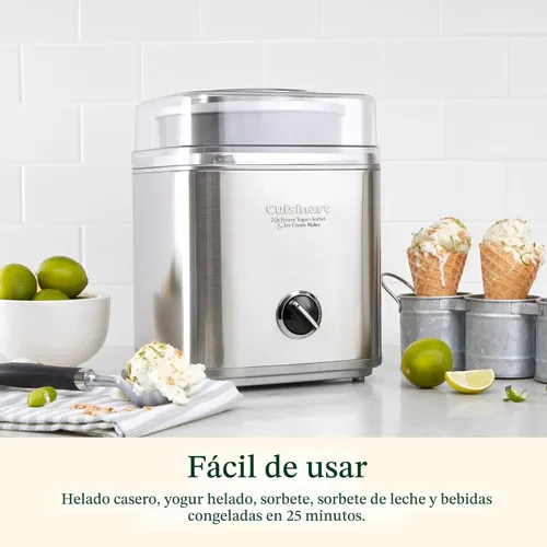 Miniatura 3 de Cuisinart Máquina para hacer helados, máquina de helado de 2 cuartos, máquina de sorbete y yogur congelado, tazón de congelador totalmente
