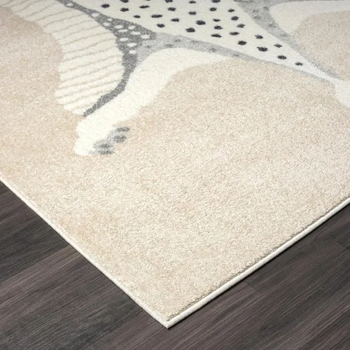 Miniatura 4 de Abani Nuevo Collection - Alfombra de área, diseño moderno de piel sintética, color marfil/beige, 4 x 6 pies, fácil de limpiar, duradera para niños