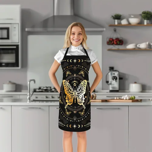 Miniatura 2 de Castle Fairy Delantal de chef negro impermeable delantales para cocinar hornear pintura