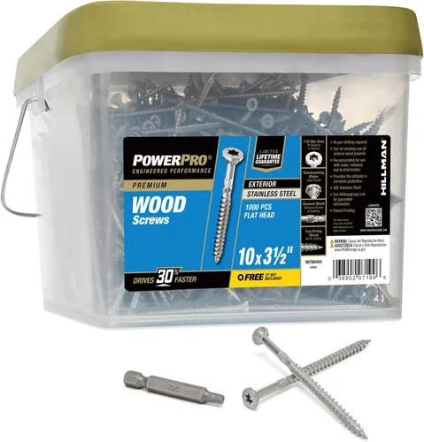 Miniatura 22 de Power Pro 48625 Tornillos para madera, #8 x 1, tornillos marinos de acero inoxidable premium, resistentes a la corrosión, acero inoxidable, tubo
