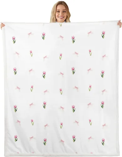 Miniatura 8 de Manfei Manta de vellón con diseño de mariposas florales en acuarela, manta acogedora para cama, sofá, decoración de habitación de niños, niñas