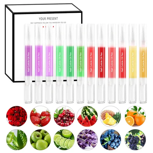 12 bolígrafos de aceite para cutículas de uñas, bolígrafo de aceite de uñas, esmalte nutritivo de uñas con vitaminas, gel hidratado, bolígrafo de