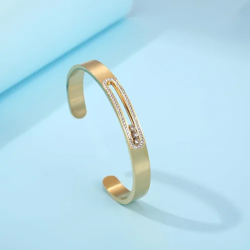 Miniatura 7 de Brazalete para mujer con diamantes móviles, una pulsera de acero inoxidable para mujer