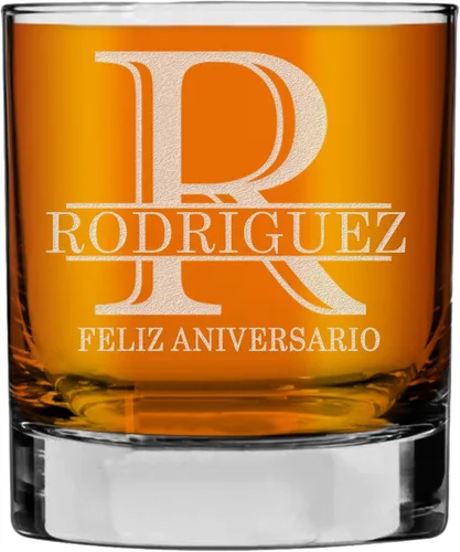 Miniatura 34 de Monograma grabado de cristal de whisky Rocks de 11 onzas (letra S), regalos de bourbon personalizados de la A-Z para hombres, día del padre, vidrio
