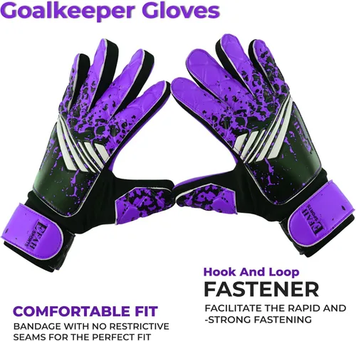Miniatura 16 de Guantes de portero de fútbol para niños y jóvenes, guantes de portero de fútbol con agarres fuertes Verde