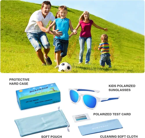 Miniatura 7 de DEAFRAIN Gafas de sol polarizadas para niños y niñas, marco TPEE para deportes, niños y jóvenes de 5 a 13 años con protección UV 100%