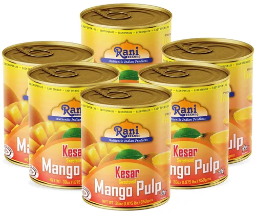 Miniatura 10 de Puré de pulpa de mango Rani (hace batidos de mango Lassi) Alphonso endulzado 30 onzas (1.875 libras) 29.98 oz ~ Kosher Todo natural Sin OMG