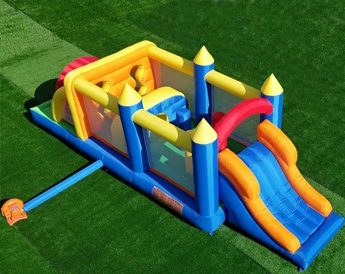 HuaKastro Casa inflable extendida de 20.5 pies de largo para carreras de obstáculos para niños, fiesta de Pascua, con varios obstáculos: túnel,