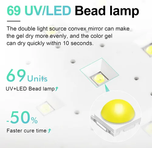 Miniatura 4 de L'UGX Lámpara Profesional de Curado de Uñas para Secador de Esmalte en Gel 72W Luces LED UV para Uñas con Almohada Reposabrazos y Bandeja Retráctil