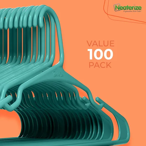 Miniatura 7 de NEATERIZE Perchas de Ropa de Plástico Paquete de 100 para Adultos - Perchas de Plástico, El Colgador Perfecto para Abrigos y Perchas de Ropa que