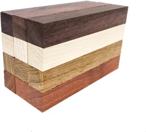 Miniatura 7 de Paquete de 12 suministros de torneado de pluma de madera exótica, manualidades de pluma de bricolaje: madera de sangre, ébano mexicano, jatoba, arce