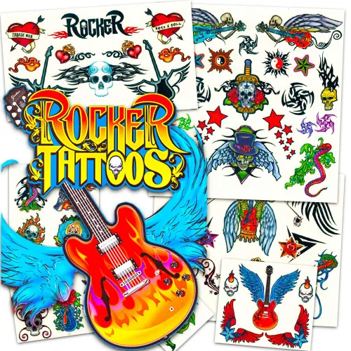 Rock Star - Juego de tatuajes temporales para fiestas (50 tatuajes rockeros)