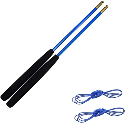 DSJUGGLING Palos de diablo de fibra de vidrio/palillos chinos Yoyo Diábolo con juego de cuerdas Pro Slide (azul, 14 pulgadas)