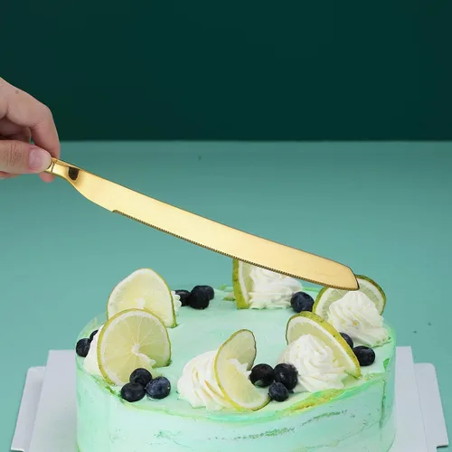 Miniatura 8 de Berglander Servidores de pastelería de pastel de oro, juego de servir de acero inoxidable, juego de cuchillos para pasteles y servidores, perfecto