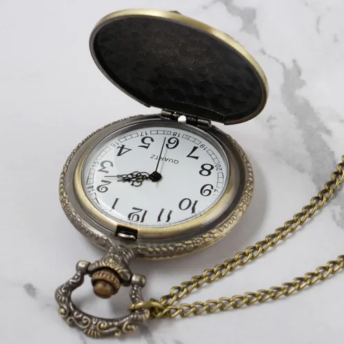Miniatura 5 de Whodoit Reloj de bolsillo de cuarzo para hombre, ojos verdes, forma de caja redonda, collar de bolsillo