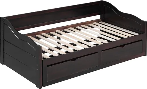 Miniatura 6 de JIVOIT Sofá cama extensible con cama nido y dos cajones de almacenamiento, marco de sofá cama de madera con soportes de listones de madera, diseño