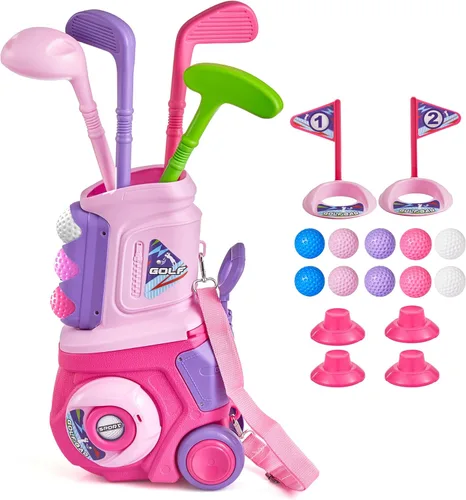 Miniatura 10 de PJG Juego de golf para niños pequeños, palos de golf de plástico para niños de 1, 2, 3, 4, 5 años con 4 palos de golf y 10 pelotas, juguetes de golf